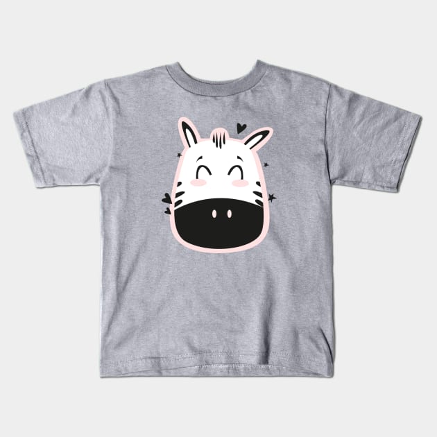 Cute Zebra Art Drawing Kids T-Shirt by BrightLightArts